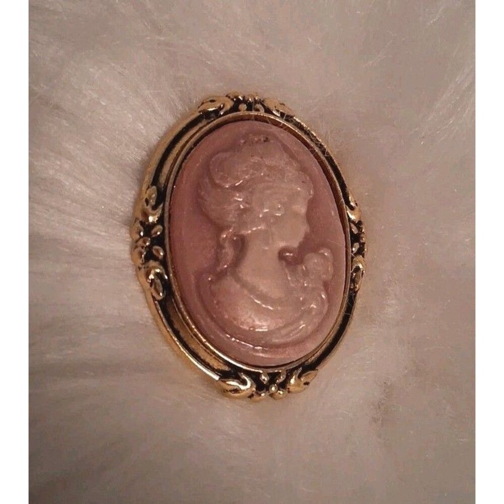 Pink Cameo Pin Brooch
